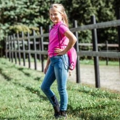 Horze Kids' Poppy Denim Silicone Full Seat Breeches - Lead Blue -Ovation Store 319347 800 800