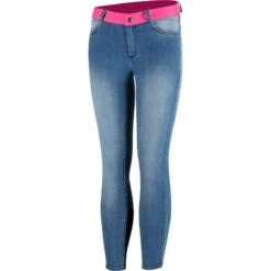 Horze Kids' Poppy Denim Silicone Full Seat Breeches - Lead Blue -Ovation Store 319351 800 800