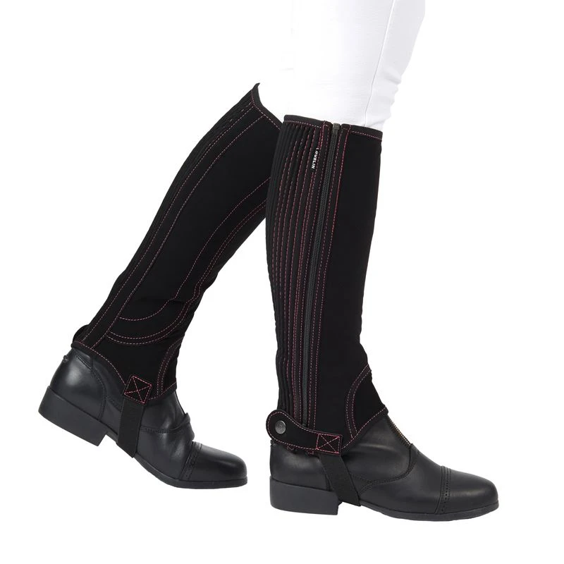 Dublin Kids' Easy-Care Contrast Stitch Half Chaps II - Black Dublin Kids' Easy-Care Contrast Stitch Half Chaps II - Black -Ovation Store 345019 800 800