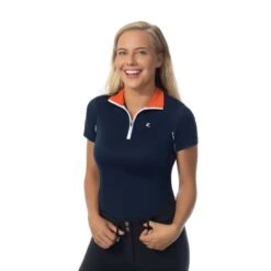 Horze Women's Trista Short Sleeve Sun Shirt - Peacoat Dark Blue/Grenadine Red -Ovation Store 375359 800 800