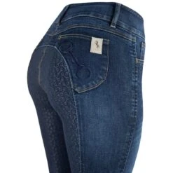 Horze Women's Kaia Highwaist Denim Silicone Full Seat Breech - Dark Blue 3 Horze Women's Kaia Highwaist Denim Silicone Full Seat Breech - Dark Blue -Ovation Store 381010 800 800