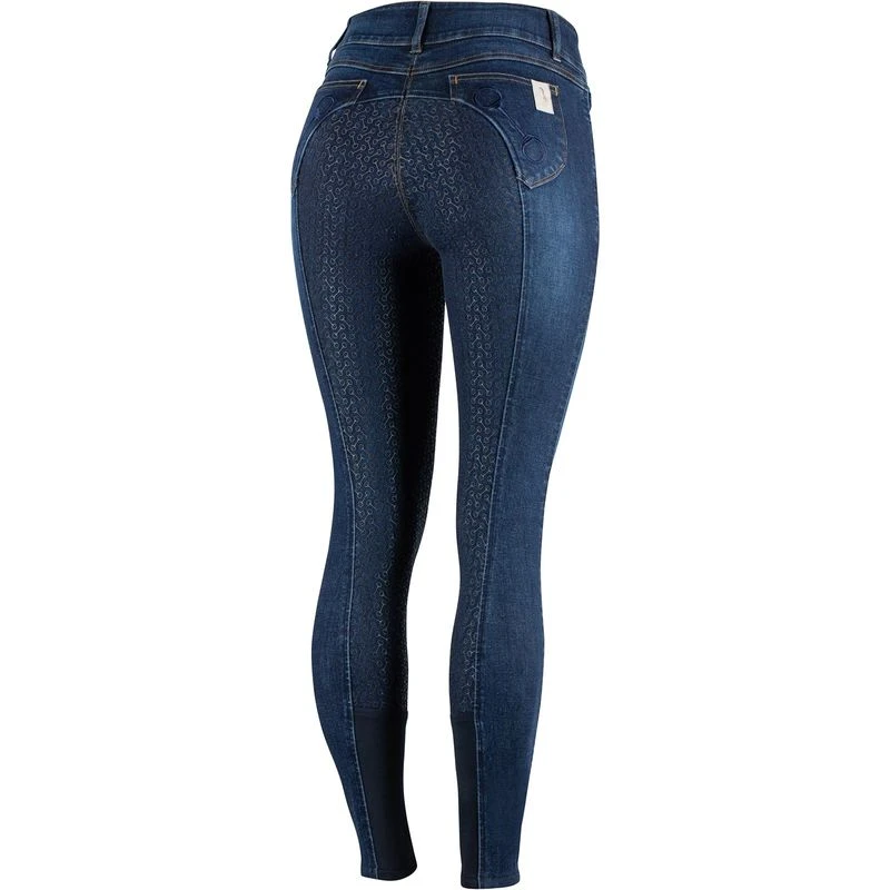 Horze Women's Kaia Highwaist Denim Silicone Full Seat Breech - Dark Blue Horze Women's Kaia Highwaist Denim Silicone Full Seat Breech - Dark Blue -Ovation Store 381011 800 800