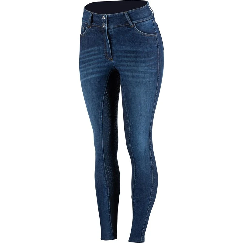 Horze Women's Kaia Highwaist Denim Silicone Full Seat Breech - Dark Blue Horze Women's Kaia Highwaist Denim Silicone Full Seat Breech - Dark Blue -Ovation Store 381012 800 800