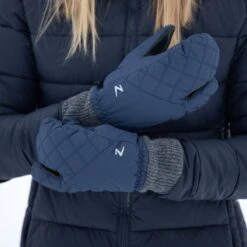 Horze Padded Three Finger Winter Mittens - Peacoat Dark Blue -Ovation Store 388338 800 800