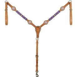 Western Rawhide Pink/Crystal Breastcollar - Golden Tan
