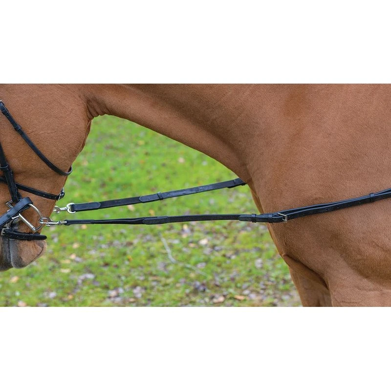 Shires Avignon Leather & Elastic Side Reins - Black Shires Avignon Leather & Elastic Side Reins - Black -Ovation Store 472702 800 800
