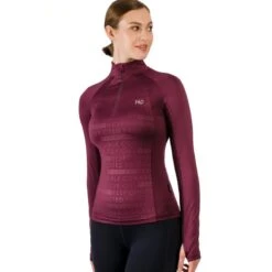 Horseware Women's Aveen Half Zip Long Sleeve Tech Top - Beetroot