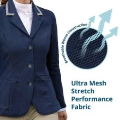 Ovation Women's Signature AirFlex Coat W/Contrast Collar - Navy/Grey -Ovation Store 529460 800 800