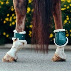 Horze Caliber Faux Fur Fetlock Boots - Storm Green -Ovation Store 533311 800 800