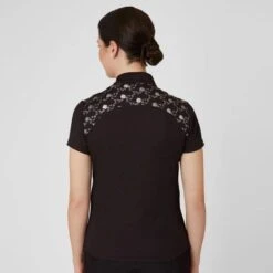 Horze Women's Kaitlin Short Sleeved Performance Shirt W/ Flower Print - After Dark Brown -Ovation Store 543518 800 800