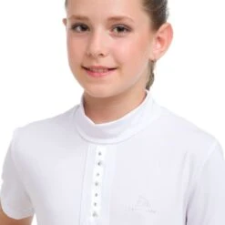 Cavalliera Kids' I Love Crystals Short Sleeve Show Shirt - White/Silver -Ovation Store 558724 800 800