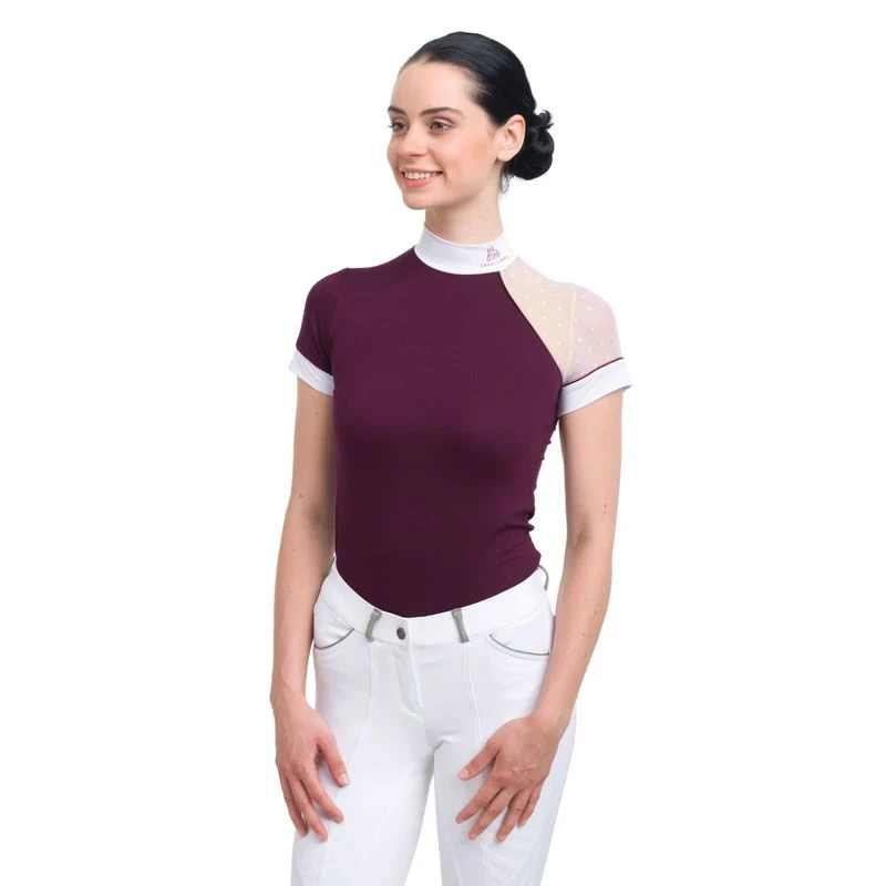 Cavalliera Women's Modern Dame Short Sleeve Show Shirt - Burgundy/White/Burgundy Cavalliera Women's Modern Dame Short Sleeve Show Shirt - Burgundy/White/Burgundy -Ovation Store 580839 800 800