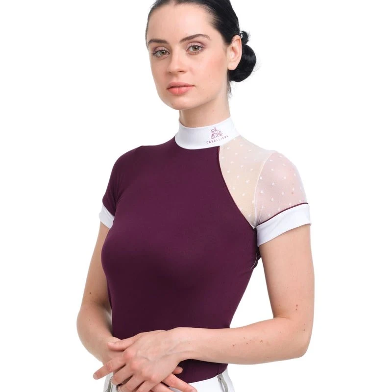 Cavalliera Women's Modern Dame Short Sleeve Show Shirt - Burgundy/White/Burgundy Cavalliera Women's Modern Dame Short Sleeve Show Shirt - Burgundy/White/Burgundy -Ovation Store 580840 800 800