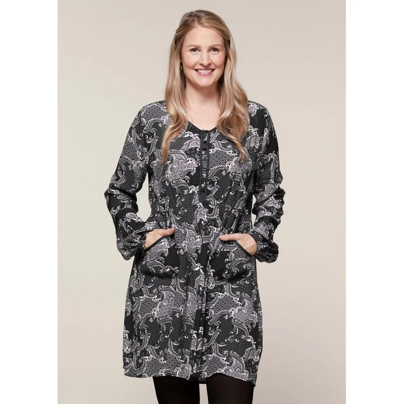 EQL Women's Ecovero Boheme Tunic Dress - Black Patchwork Paisley EQL Women's Ecovero Boheme Tunic Dress - Black Patchwork Paisley -Ovation Store 582614 800 800