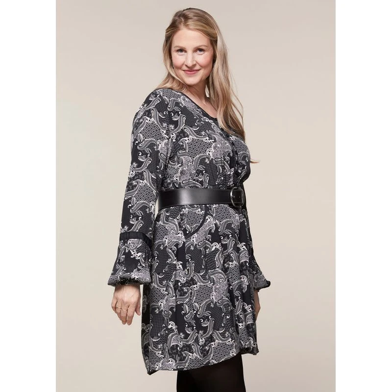 EQL Women's Ecovero Boheme Tunic Dress - Black Patchwork Paisley EQL Women's Ecovero Boheme Tunic Dress - Black Patchwork Paisley -Ovation Store 582616 800 800