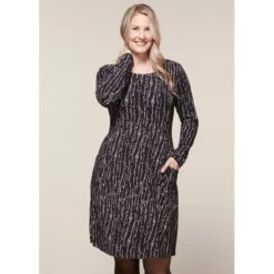 EQL Women's Inspired Scoop Neck Long Sleeve Dress - Black Horseshoe Branches 3 EQL Women's Inspired Scoop Neck Long Sleeve Dress - Black Horseshoe Branches -Ovation Store 585357 800 800