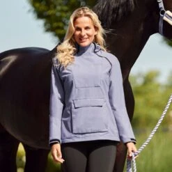 Horze Women's Ayla Waterproof Shell Riding Jacket - Grey Ridge Purple -Ovation Store 586370 800 800