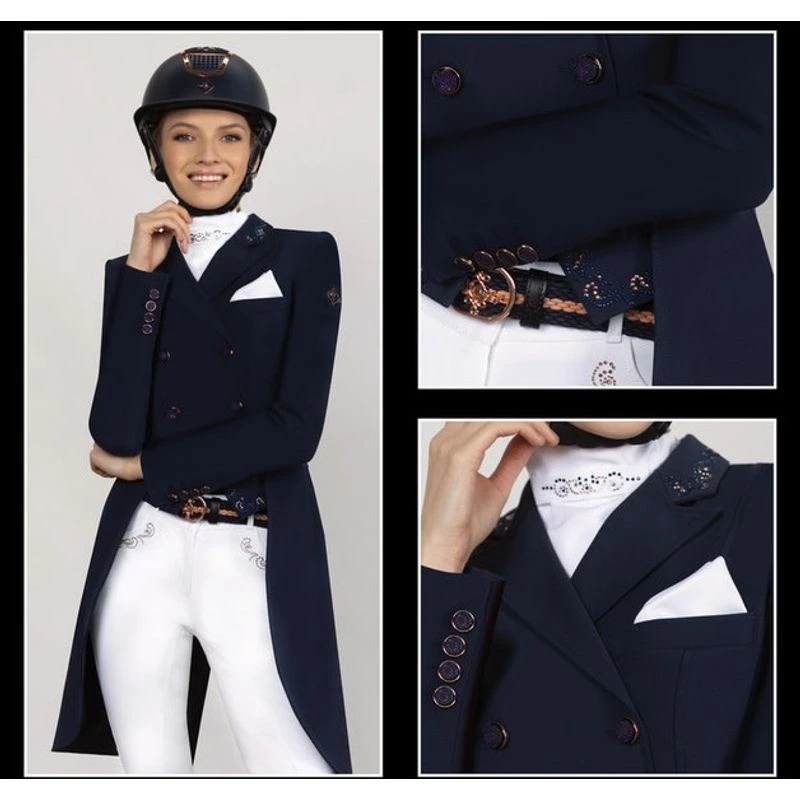 Fair Play Women's Dorothee Rose Gold Shadbelly Coat - Black Fair Play Women's Dorothee Rose Gold Shadbelly Coat - Black -Ovation Store 593902 800 800