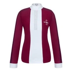 Fair Play Women's Claire Pearl Long Sleeve Competition Shirt - Burgundy/White