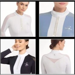 Fair Play Women's Claire Pearl Long Sleeve Competition Shirt - Burgundy/White -Ovation Store 594954 800 800