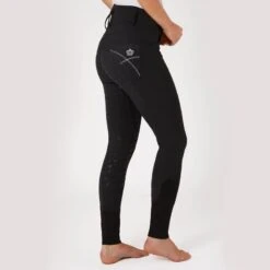 Horze Women's Queenie Silicone Full Seat Breeches W/Crystals - Black -Ovation Store 599926 800 800