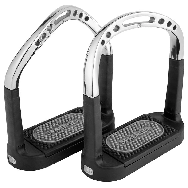 Herm Sprenger Flexcite Stirrups - Stainless Steel/Grey/Black Pad Herm Sprenger Flexcite Stirrups - Stainless Steel/Grey/Black Pad -Ovation Store 605134 800 800