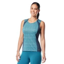 Kerrits Women's Always Cool Ice Fil Tank - Peacock Iron Bouquet/Lagoon -Ovation Store 610198 800 800