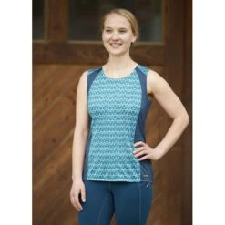 Kerrits Women's Always Cool Ice Fil Tank - Peacock Iron Bouquet/Lagoon -Ovation Store 610200 800 800