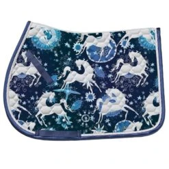 Ovation Altitude Print AP Saddle Pad - Blue Whimsical Horses