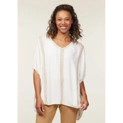 EQL Women's Embroidered EQ Stripe Top - Soft White -Ovation Store 644615 800 800