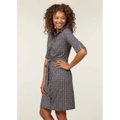 EQL Women's Belted Knit Dress - Black Bit Geo -Ovation Store 644677 800 800