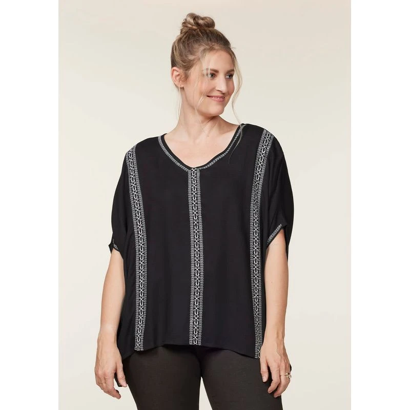 EQL Women's Embroidered EQ Stripe Top - Black EQL Women's Embroidered EQ Stripe Top - Black -Ovation Store 644783 800 800