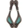 Western Rawhide Turquoise Gator Spur Straps - Dark Brown