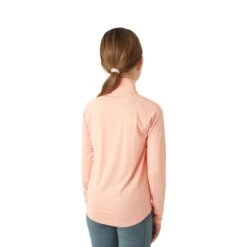 Horze Kids' Lola Long Sleeved Half Zip Tech Shirt - Shrimp Pink 4 Horze Kids' Lola Long Sleeved Half Zip Tech Shirt - Shrimp Pink -Ovation Store 650982 800 800