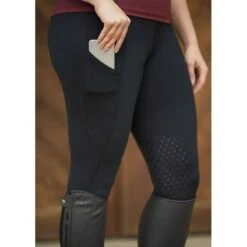 Kerrits Women's Free Style Knee Patch Pocket Tights - Black Solid -Ovation Store 681152 800 800