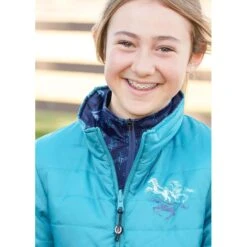 Kerrits Kids' Pony Tracks Reversible Quilted Jacket - Ink Run Free/Peacock -Ovation Store 682766 800 800