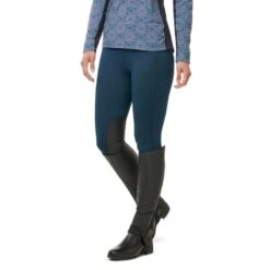 Kerrits Women's Fleece Lite II Knee Patch Tights - Lagoon Herringbone -Ovation Store 688810 800 800