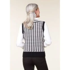 EQL Women's Houndstooth Sweater Vest - Black/Soft White -Ovation Store 694434 800 800