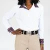 Romfh Women's Lindsay Long Sleeve Show Shirt - White/Mahogany Bit Floret 2 Romfh Women's Lindsay Long Sleeve Show Shirt - White/Mahogany Bit Floret -Ovation Store 697740 800 800