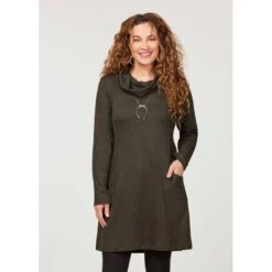 EQL Women's Textured Cowl Neck Dress - Evergreen 3 EQL Women's Textured Cowl Neck Dress - Evergreen -Ovation Store 700542 800 800