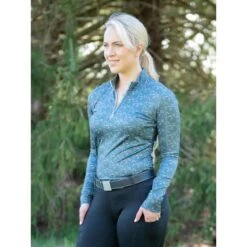 FITS Women's Ayra Fall Winter Long Sleeve Tech Shirt - Hot Pink Horse Print