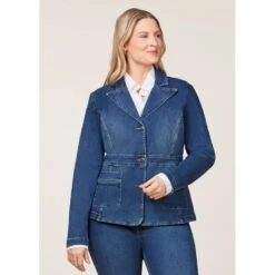 EQL Women's In Motion Denim Blazer - Midnight Wash -Ovation Store 711293 800 800