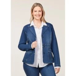 EQL Women's In Motion Denim Blazer - Midnight Wash -Ovation Store 711294 800 800