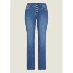 EQL Women's In Motion Button Fly Straight Leg Jeans - Light Wash