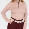 Romfh Women's Aachen Mock Zip Long Sleeve Shirt - Cowboy Pink/Mahogany -Ovation Store 714705 800 800